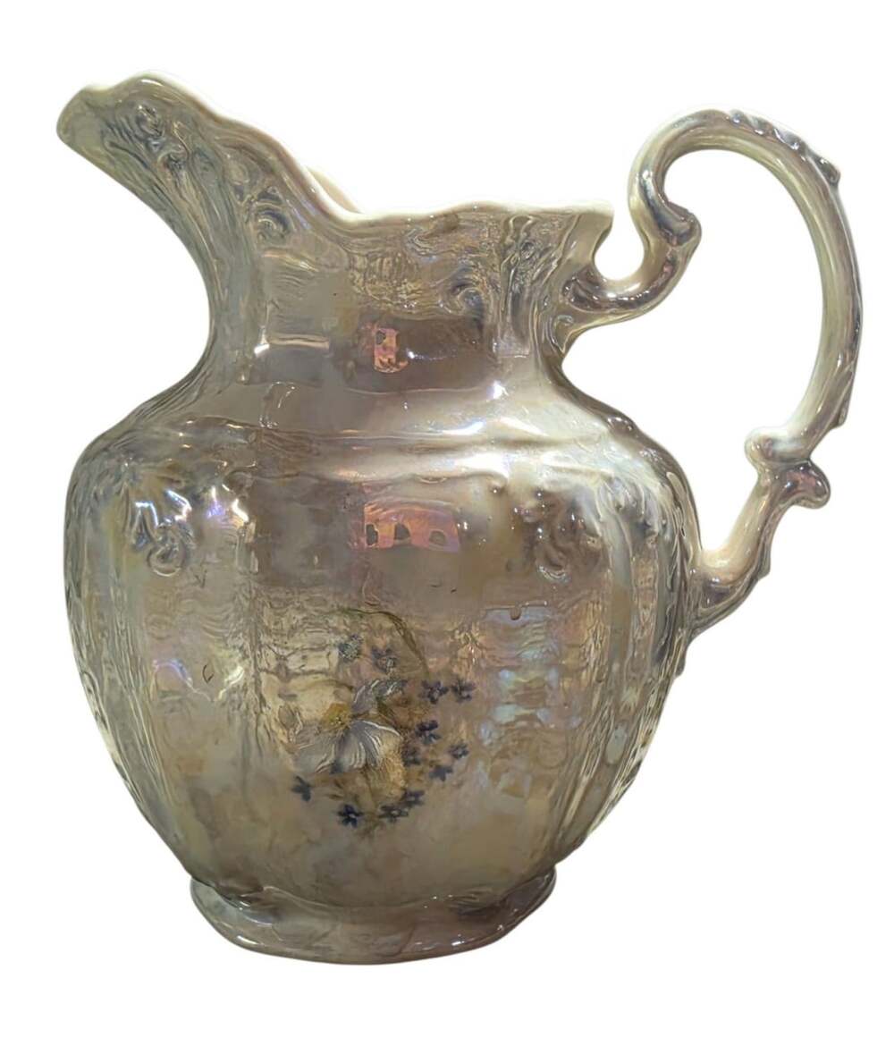 Aynsley Iridescent Pitcher Creamer Floral Lustre Glaze Vintage